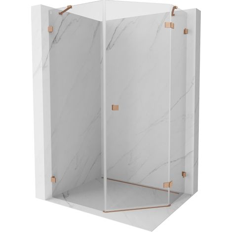 Cabine de douche pentagonale à droite 90 x 100 cm, transparente, cuivre brossé - 831-090P-100L-65-00-P (1/5)