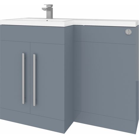 1100mm L Shape LH Vanity Unit Gloss Grey Painted WC Unit Flatpack (1/5)