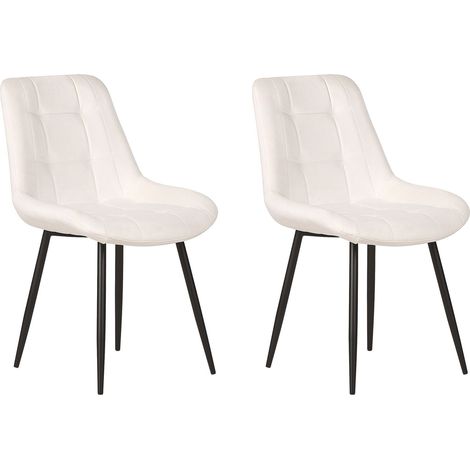 Esszimmerstuhl 2er Set MELROSE Samtstoff Cremeweiß