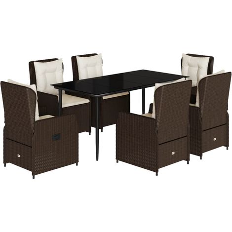 Maison Exclusive - Set da Pranzo da Giardino 7pz con Cuscini in Polyrattan Marrone (1/5)