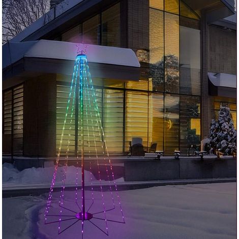 Giocoplast albero 180cm 180led ip44 app-i light fantasy smart rgb, h 180 cm, 180 led, con app e telecomando incluso