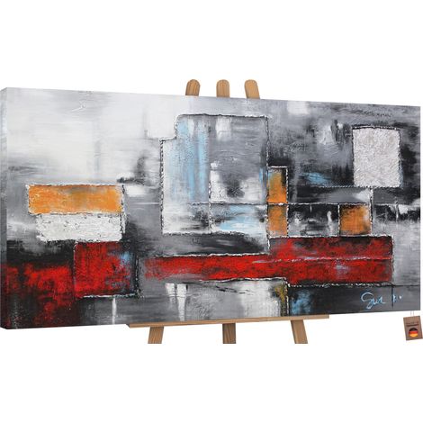 Handgemalte Acrylbilder auf Leinwand Abstraktion 100x50 cm (1/5)