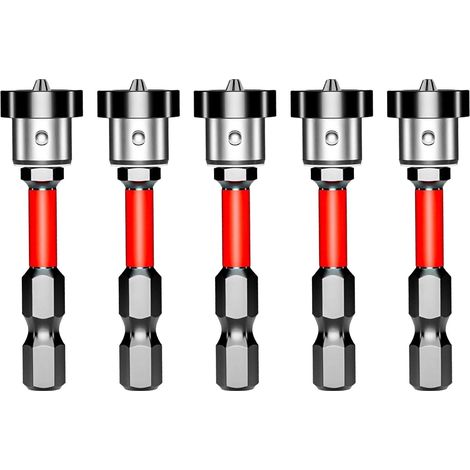 Embout PH2 embout placo visseuse embout visseuse placo 50mm lot de 5 embouts tournevis 1/4 hex pour plaques de plâtre vis placo cartonné perceuse (1/5)