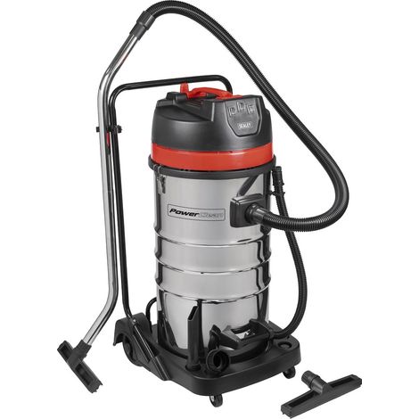 Sealey PC4100 100L Vacuum Cleaner Wet & Dry with Stainless Steel Drum 3000W/230V