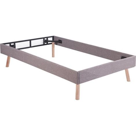 Cadre de lit rembourré en tissu coloris gris - Largeur 100 x longueur 190 cm - JUANIO