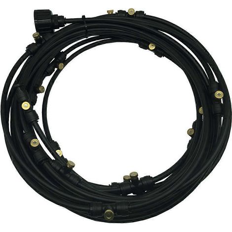 Kit de brumisation d'eau 15 m/18 m pour jardin, brumisateur d'extérieur, idéal pour l'humidification de serres et le rafraîchissement de terrasses - 15 m - Noir