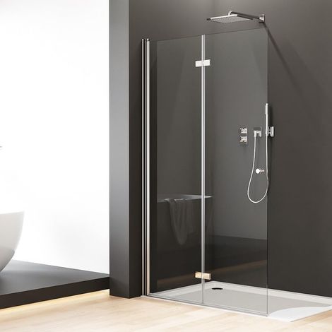 Walk in Duschwand 120x185cm Walk in Dusche Falttüren Duschtrennwand, 6mm ESG-Sicherheitsglas (1/4)
