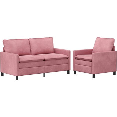 Juego de Sofá 2 pcs Rosa Terciopelo vidaXL (1/5)