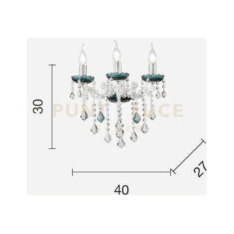 APPLIQUE DAMASCO 3 LUCI AMBRA E ORO ATTACCO E14