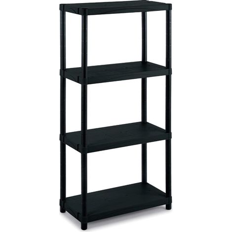 Terry 3060-4 Scaffale 4 Ripiani Portata 100 Kg 60x30x132 cm Piedini Regolabili colore Nero (1/10)