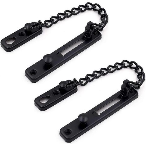 Lot de 2 chaînes de sécurité pour porte, protection de chaîne en acier inoxydable, loquet de porte poli avec vis, noir (1/5)