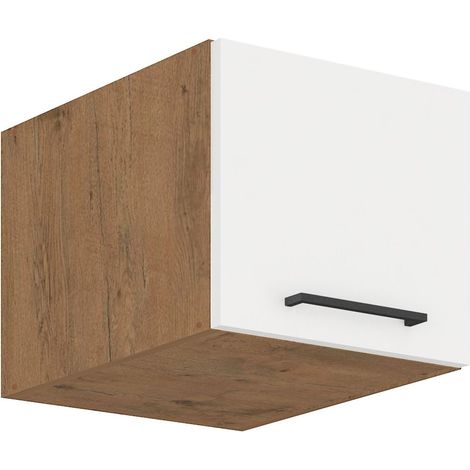 Vigo Aufsatzschrank Hochschrank 40 cm Eiche Lancelot Weiß Hochglanz Küchenzeile (1/5)
