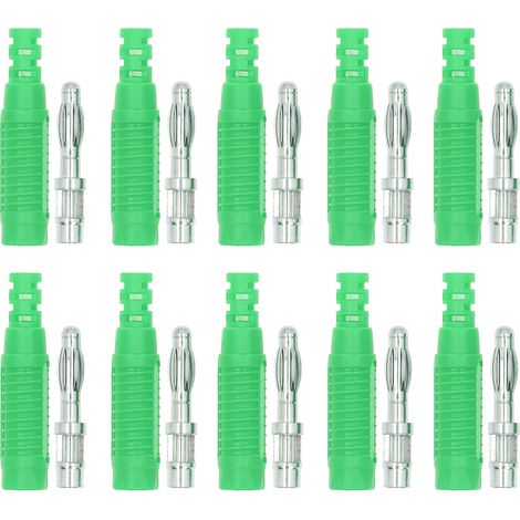 10 Ensembles Connecteur Banane Mâle Laiton Jack PA Tube Isolant Adaptateur Sonde J.10031 Vert (1/5)