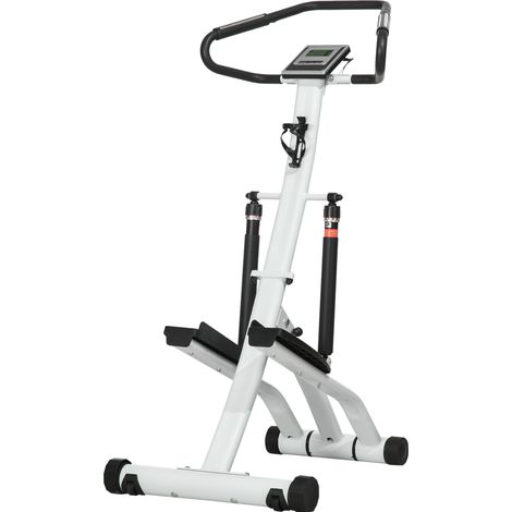 Stepper avec poignée et écran LCD, 12 niveaux de résistance hydraulique, noir et argent, 80 x 61 x 134 cm (1/5)