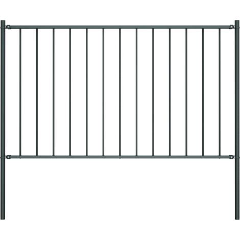 Panneau grillage rigide, Panneau de clôture poteau, Barrière de jardin Acier enduit poudre 1,7x1,25m Anthracite MAE4465 (1/4)