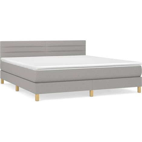 Maison Exclusive - Cama box spring con colchón tela gris claro 18 (1/5)