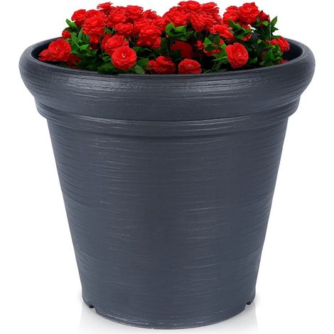 Pot de jardin en plastique, noir, rond, 38 x 34 cm (1/5)