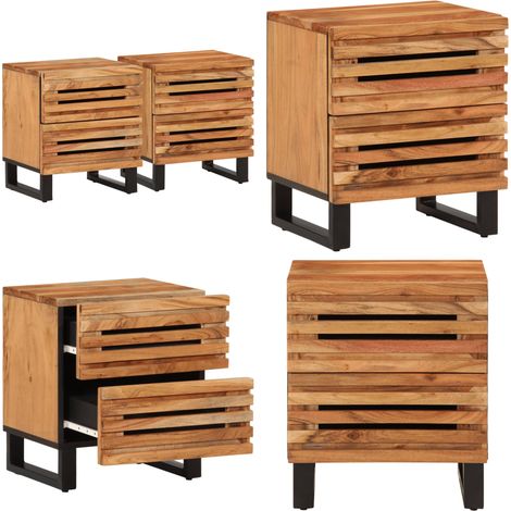 Nachttische 2 Stk. 40x34x46 cm Massivholz Akazie - Holz Nachttisch - Akasien Tisch - Wohnzimmer Möbel - Schlafzimmer Möbel - Nachtkommode - Home & Living (1/5)