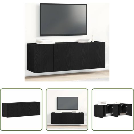 vidaXL Rangement - Meubles TV 2 pièces Chêne noir 120 x 30 x 41 cm Bois d'ingénierie (1/5)
