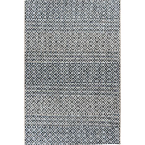Tapis nautique bleu marine motif losange plat tissé - 170 x 120 cm (1/3)