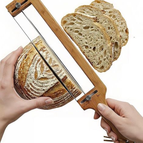 Coupe-Pain Manuel Réglable avec Guide - Lame à Grigner Incluse - Trancheuse pour Pain au Levain Maison