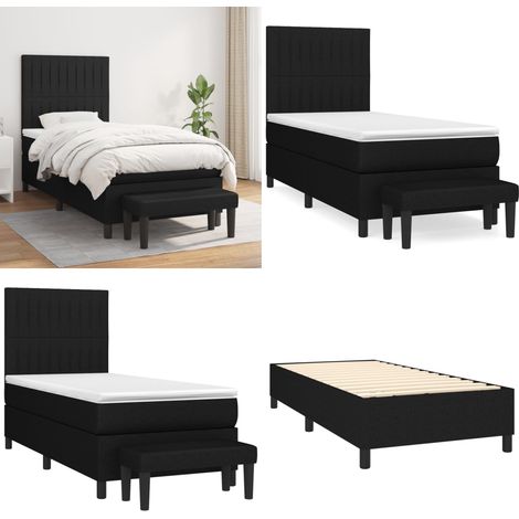 Boxspringbett mit Matratze Schwarz 100x200 cm Stoff - Boxspringbett - Doppelbett - Bett - Schlafraum - Schlafzimmer - Home & Living (1/5)