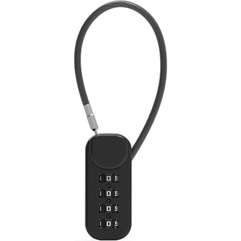 Mini cadenas à combinaison avec câble - Cadenas en alliage de zinc noir pour sacs à dos, bagages et trousses (1/3)