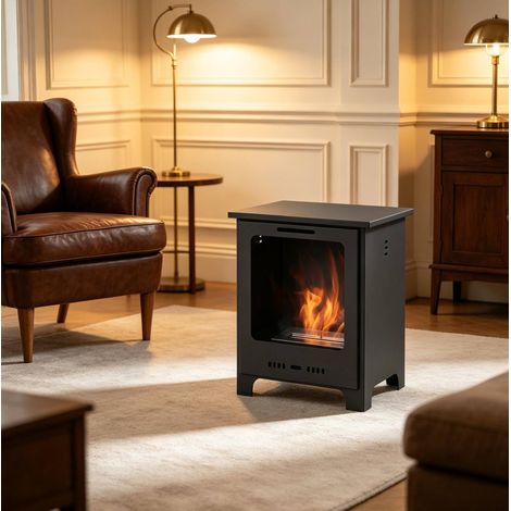 Freistehender Bioethanol-Kamin, 40 x 30 x 50 cm, schwarz, 6800 BTU, OKMYHOME (1/5)