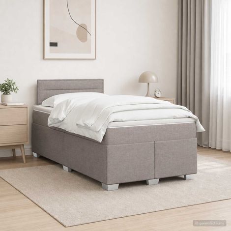 vidaXL Lit boxspring avec matelas Taupe 120 x 200 cm Tissu (1/5)