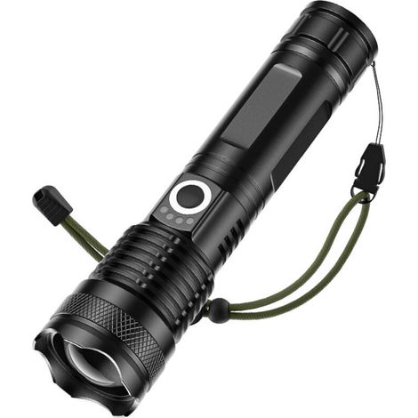 Tragbare Taschenlampe – Wiederaufladbare LED-Taschenlampe – Zoom – 500 Lumen – ABS – Schwarz (1/5)