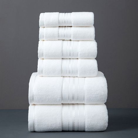 Lot de 8 serviettes en coton visage main bain blanc salle de bain (1/5)