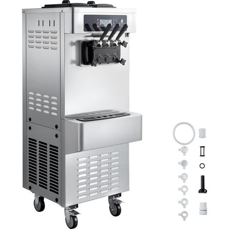 Mophorn Macchina per Gelato Soft Commerciale da Pavimento con Capacità di Produzione 20-28 L/h, 2200 W, 2 Serbatoi da 6 Litri per Gelaterie, Pasticcerie, Eventi e Ristoranti (1/5)