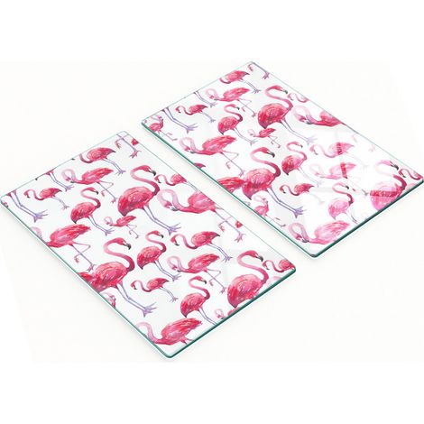 Tablas de cortar decorativas de cristal para cocina con estampado de flamencos, 2 x 30 x 52 cm.