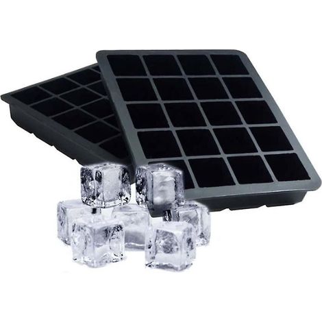 Set mit 2 Silikon-Eiswürfelformen, 20 Fächer pro Form, 2,5 cm Kantenlänge pro Quadrat (1/5)