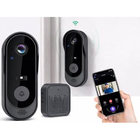 Sonnette vidéo sans fil WiFi intelligente haute définition avec caméra, interphone et surveillance (1/5)