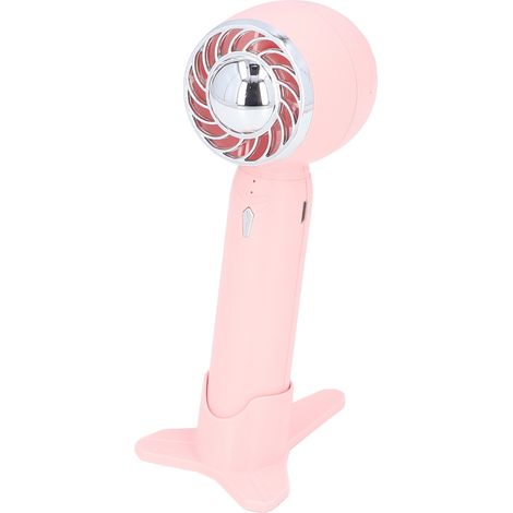 Ventilateur de poche rechargeable USB, 3 vitesses, batterie 2000mAh, mini ventilateur portable de bureau pour voyage école bureau, rose (1/5)