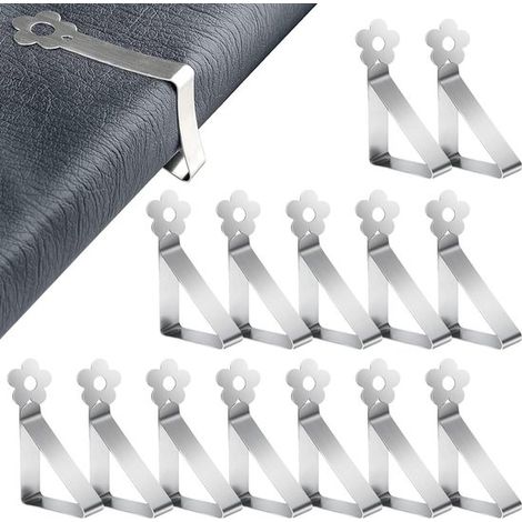 14 pinzas de mesa de acero inoxidable, Pinzas antideslizantes manteles exterior, Pinzas mesa resistentes intemperie tableros mesa hasta 4,5 cm (1/5)