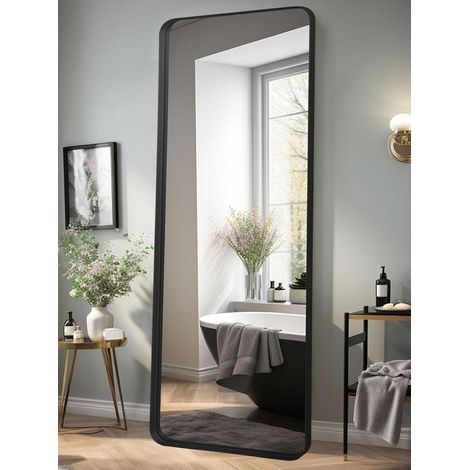 LunaMirror Ganzkörperspiegel 52 x 161 cm, großer Wand- und Standspiegel, für Schlafzimmer, Wohnzimmer, Flur & Eingangsbereich, schwarz (1/4)