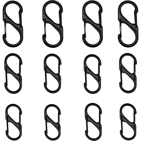 Reißverschluss-Clips, 12 Mini-Karabinerhaken S, Diebstahlsicherungsclips, für Rucksack, Gepäck, Schwarz (1/5)
