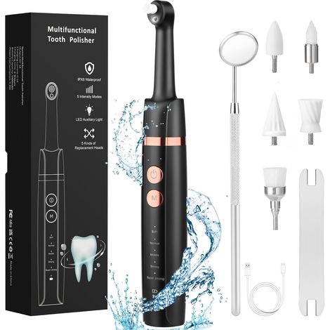 Kit Blanchiment Dentaire pour le Polissage Dentaire Polisseur Dentaire avec 5 Mode Polissage, Led - Beleuchtung und Schutzklasse IPX6, Blanchiment des Dents (1/5)