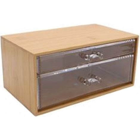 Cleafe - Porta Gioielli Cosmetici Con 2 Cassetti Forme Diverse Organizer Legno 24.3x15.3x11cm 10831 -