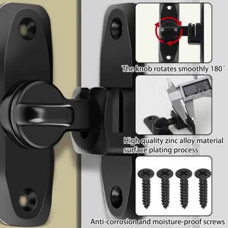 Verrou Serrure de Porte Coulissante Loquet 90 180 Degres Crochet de Verrouillage pour Porte Fenetre et Armoire (1/4)
