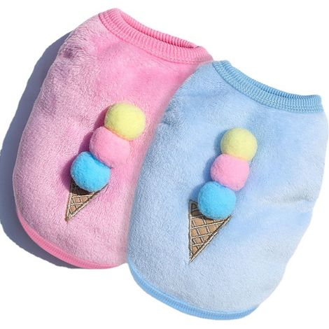 Warme Flanellkleidung für Welpen, kleine Hunde, Kätzchen, Teddybären, Hundewesten, Haustieraccessoires rosa Eiscreme für Welpen.