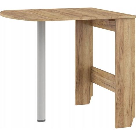 Bb-Loisir – Table à manger extensible semi-ovale pliante 81x80cm – Couleur or artisan – Idéale pour petites pièces – Panneau stratifié 16mm (1/4)