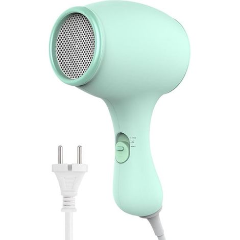 Secador de pelo infantil de viaje de 550 W, 3 ajustes de temperatura, silencioso, suave, con aire caliente, ideal para el cuidado del cabello de los niños y el aseo de las mascotas (verde).