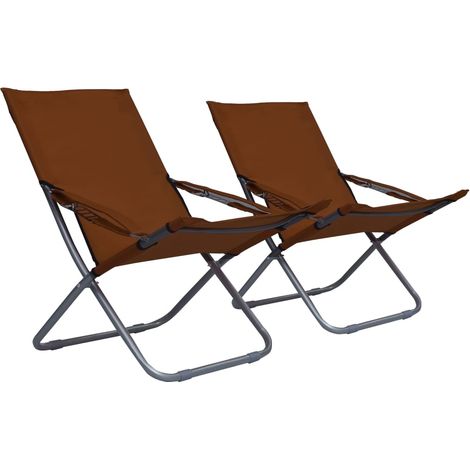 Klappbare Strandstühle 2 Stk. Stoff Braun