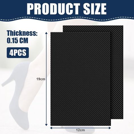 ABYSSE-Semelles antidérapantes, semelles auto-adhésives insonorisantes pour une utilisation en extérieur, avec protection du talon, lot de 4 semelles carrées noires. (1/5)