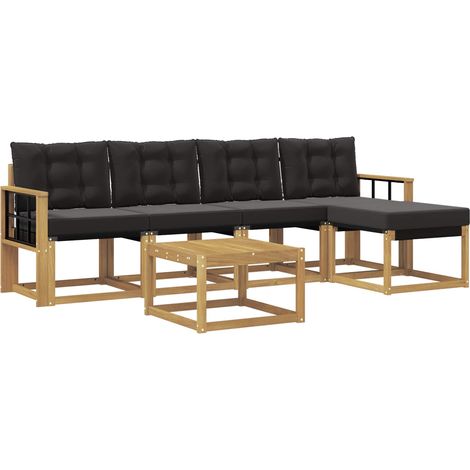 Set di divani da esterno con cuscino 6 pz Salotto da Giardino Bianco e Nero (1/5)