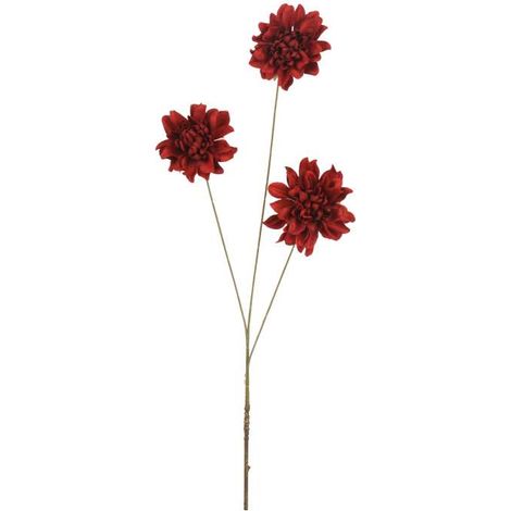 Stelo Dahlia Fiore Decorativo Rosso H 70 cm in Velluto di Poliestere