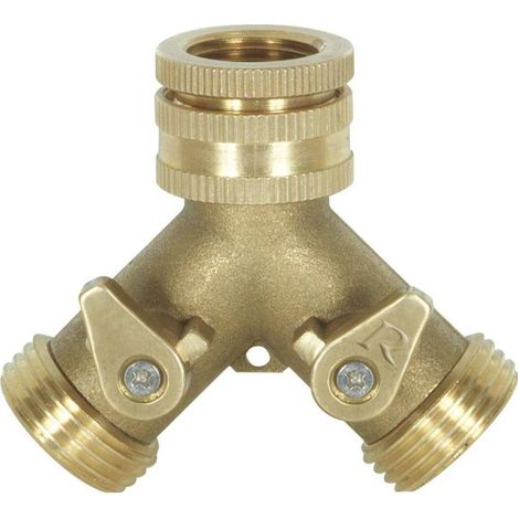 Nez de Robinet Laiton 3/4 po - 2 Sorties 3/4 po avec Vannes de Arrêt - Robuste et Pratique - D-Work